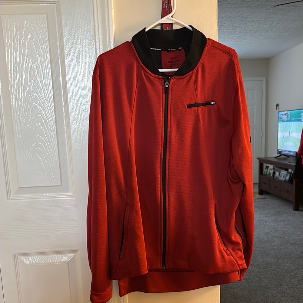 Nike Red and Black Performance Jacket with Sporty Design